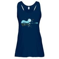 Guitar Lake Reflections Love Musician Acoustic Guitar Ladies Essential Flowy Tank