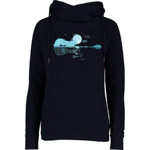 Guitar Lake Reflections Love Musician Acoustic Guitar Womens Funnel Neck Pullover Hood