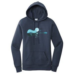 Guitar Lake Reflections Love Musician Acoustic Guitar Women's Pullover Hoodie