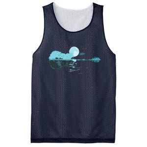 Guitar Lake Reflections Love Musician Acoustic Guitar Mesh Reversible Basketball Jersey Tank