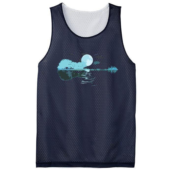 Guitar Lake Reflections Love Musician Acoustic Guitar Mesh Reversible Basketball Jersey Tank