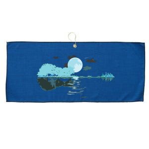 Guitar Lake Reflections Love Musician Acoustic Guitar Large Microfiber Waffle Golf Towel