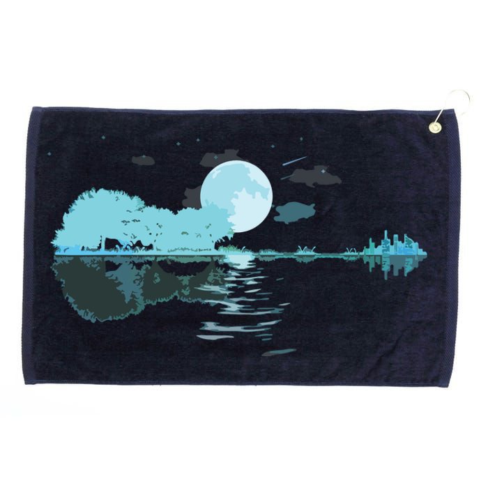 Guitar Lake Reflections Love Musician Acoustic Guitar Grommeted Golf Towel