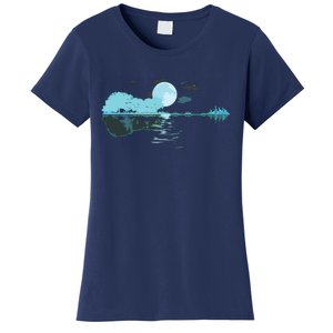 Guitar Lake Reflections Love Musician Acoustic Guitar Women's T-Shirt