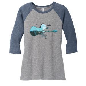 Guitar Lake Reflections Love Musician Acoustic Guitar Women's Tri-Blend 3/4-Sleeve Raglan Shirt