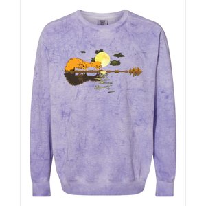 Guitar Lake Reflections Love Musician Acoustic Guitar Colorblast Crewneck Sweatshirt