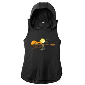 Guitar Lake Reflections Love Musician Acoustic Guitar Ladies PosiCharge Tri-Blend Wicking Draft Hoodie Tank