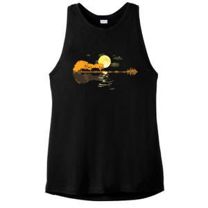 Guitar Lake Reflections Love Musician Acoustic Guitar Ladies PosiCharge Tri-Blend Wicking Tank