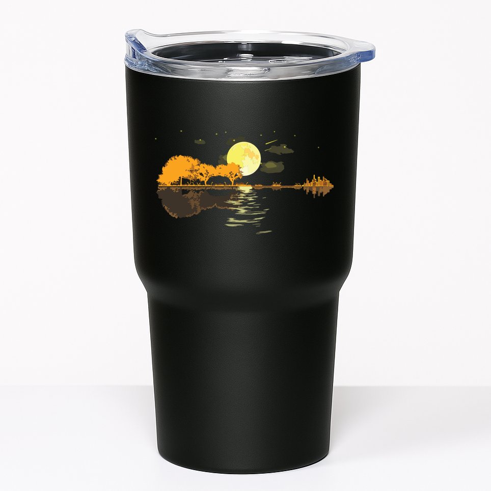Guitar Lake Reflections Love Musician Acoustic Guitar Tumbler