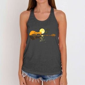 Guitar Lake Reflections Love Musician Acoustic Guitar Women's Knotted Racerback Tank