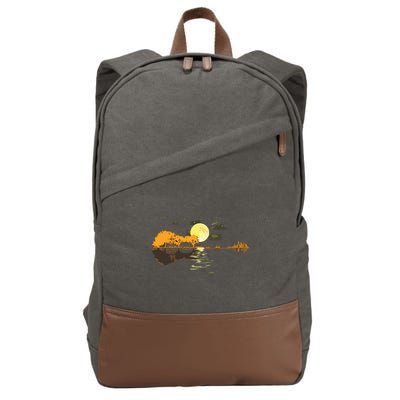 Guitar Lake Reflections Love Musician Acoustic Guitar Cotton Canvas Backpack