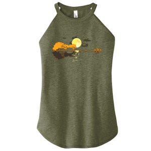 Guitar Lake Reflections Love Musician Acoustic Guitar Women's Perfect Tri Rocker Tank