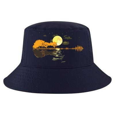 Guitar Lake Reflections Love Musician Acoustic Guitar Cool Comfort Performance Bucket Hat