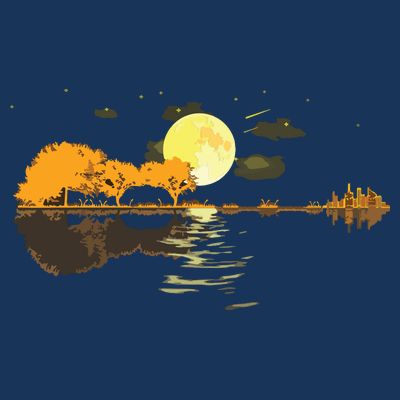 Guitar Lake Reflections Love Musician Acoustic Guitar T-Shirt