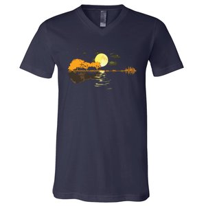 Guitar Lake Reflections Love Musician Acoustic Guitar V-Neck T-Shirt