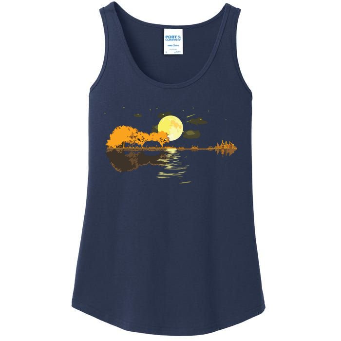 Guitar Lake Reflections Love Musician Acoustic Guitar Ladies Essential Tank