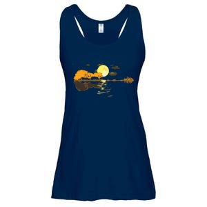 Guitar Lake Reflections Love Musician Acoustic Guitar Ladies Essential Flowy Tank