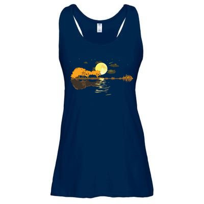Guitar Lake Reflections Love Musician Acoustic Guitar Ladies Essential Flowy Tank