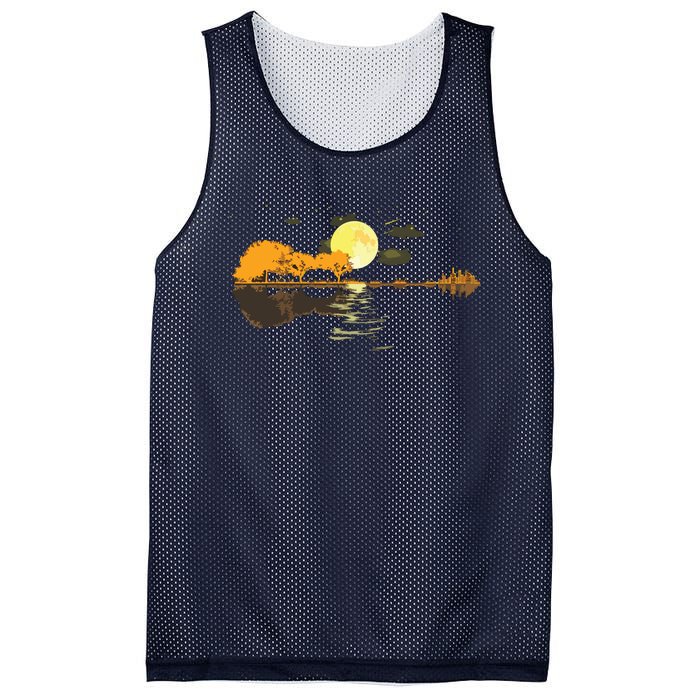 Guitar Lake Reflections Love Musician Acoustic Guitar Mesh Reversible Basketball Jersey Tank