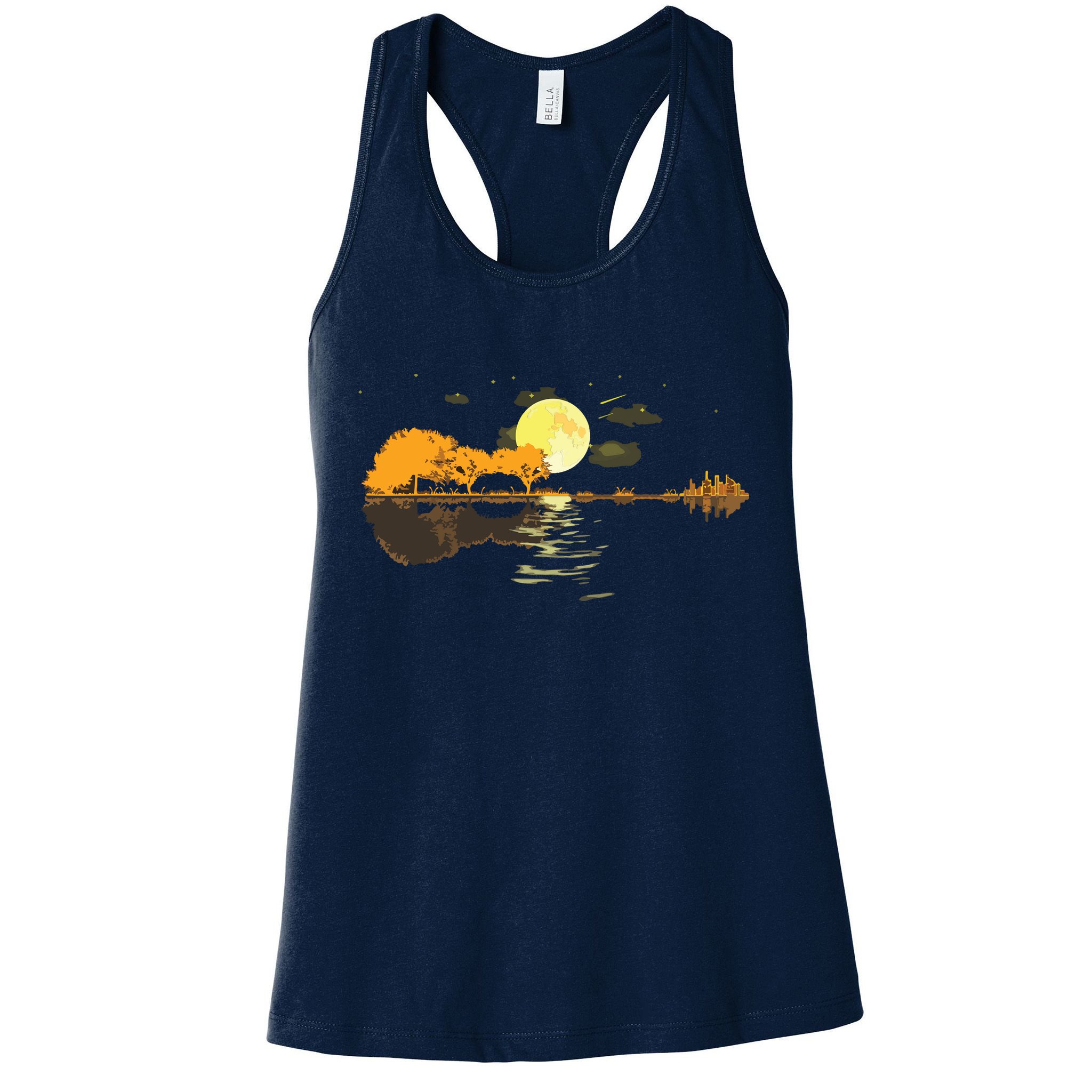 Guitar Lake Reflections Love Musician Acoustic Guitar Womens Tank Top
