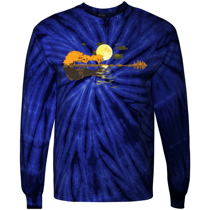 Guitar Lake Reflections Love Musician Acoustic Guitar Tie-Dye Long Sleeve Shirt