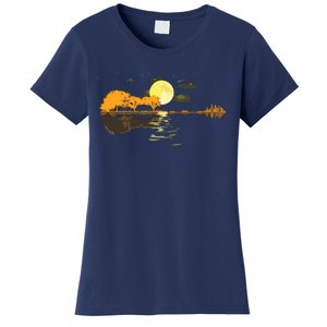 Guitar Lake Reflections Love Musician Acoustic Guitar Women's T-Shirt