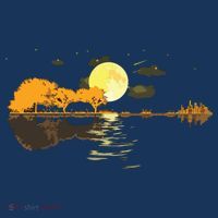 Guitar Lake Reflections Love Musician Acoustic Guitar Women's V-Neck T-Shirt