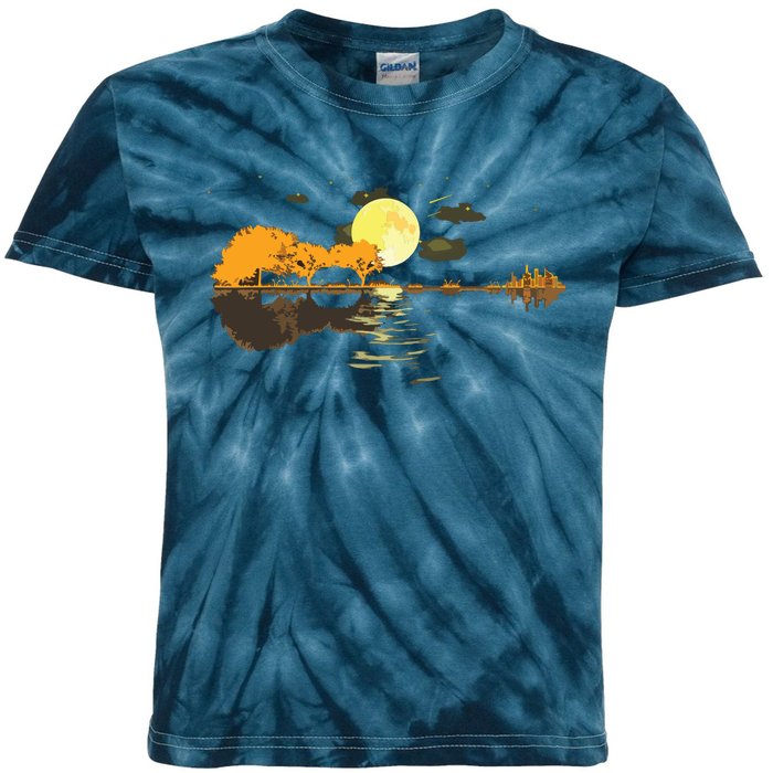 Guitar Lake Reflections Love Musician Acoustic Guitar Kids Tie-Dye T-Shirt