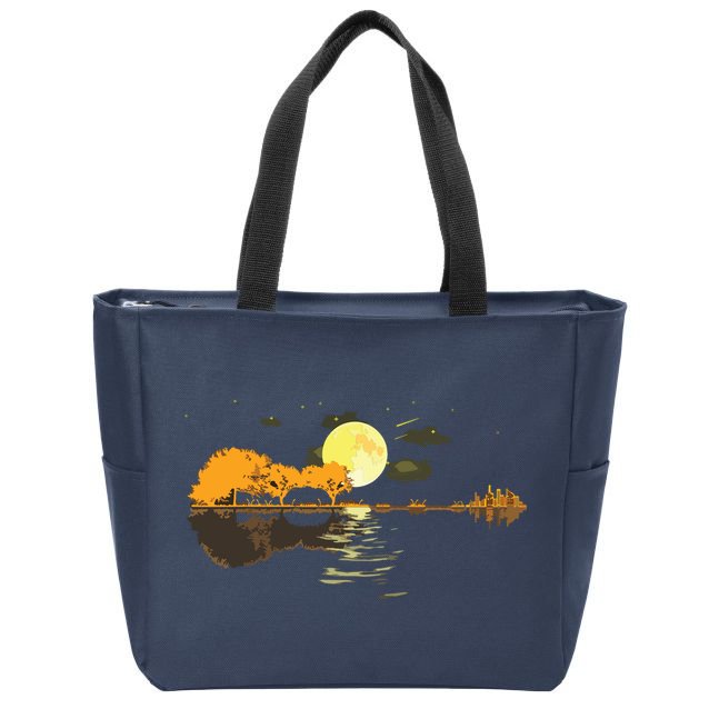 Guitar Lake Reflections Love Musician Acoustic Guitar Zip Tote Bag