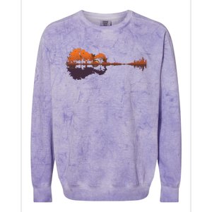 Guitar Lake Reflections Music And Guitar Lover Guitar Colorblast Crewneck Sweatshirt