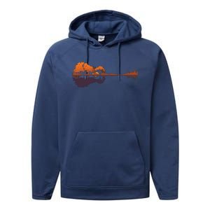 Guitar Lake Reflections Music And Guitar Lover Guitar Performance Fleece Hoodie