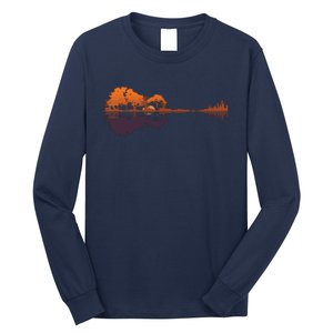 Guitar Lake Reflections Music And Guitar Lover Guitar Long Sleeve Shirt