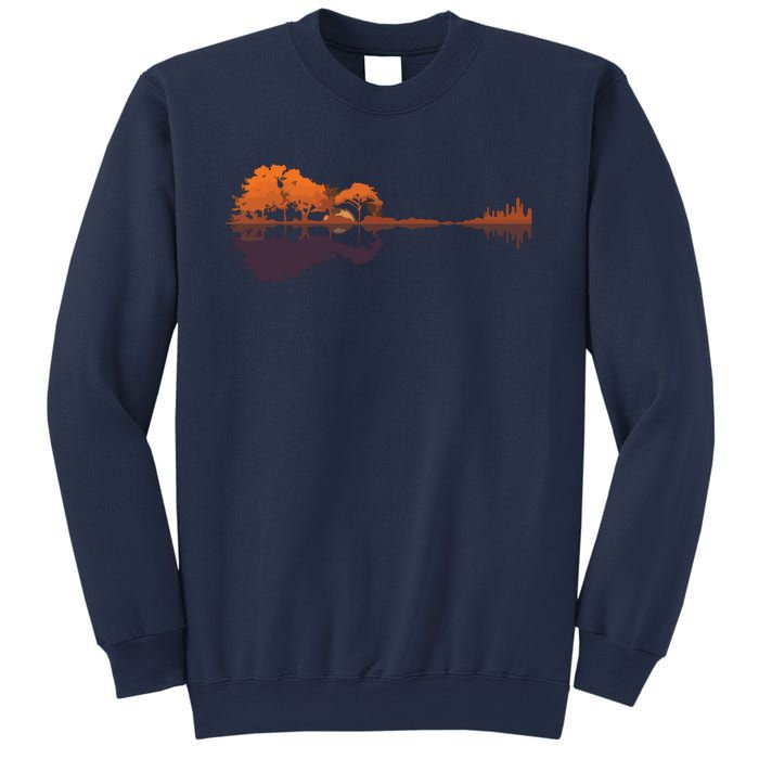 Guitar Lake Reflections Music And Guitar Lover Guitar Sweatshirt