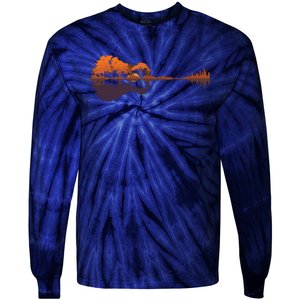 Guitar Lake Reflections Music And Guitar Lover Guitar Tie-Dye Long Sleeve Shirt