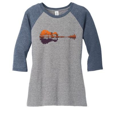 Guitar Lake Reflections Music And Guitar Lover Guitar Women's Tri-Blend 3/4-Sleeve Raglan Shirt