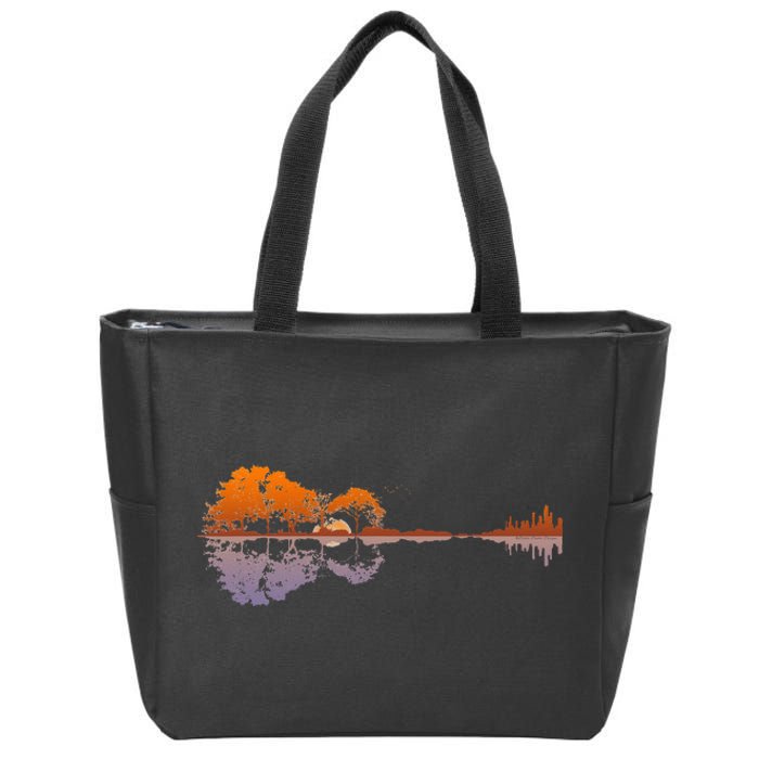 Guitar Lake Reflections Music And Guitar Lover Guitar Zip Tote Bag