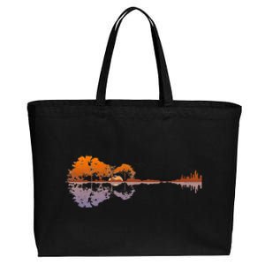 Guitar Lake Reflections Music And Guitar Lover Guitar Cotton Canvas Jumbo Tote