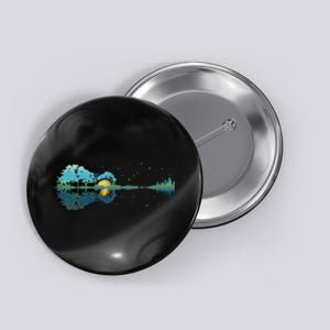 Guitar Lake Reflections Night Sky And Moon Guitar Button