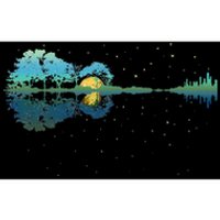 Guitar Lake Reflections Night Sky And Moon Guitar Bumper Sticker