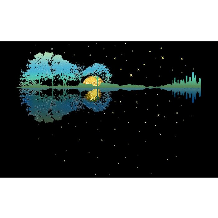 Guitar Lake Reflections Night Sky And Moon Guitar Bumper Sticker