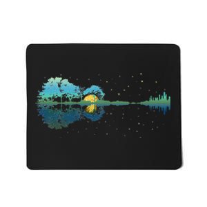 Guitar Lake Reflections Night Sky And Moon Guitar Mousepad