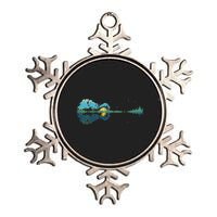 Guitar Lake Reflections Night Sky And Moon Guitar Metallic Star Ornament