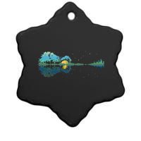 Guitar Lake Reflections Night Sky And Moon Guitar Ceramic Star Ornament