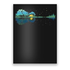 Guitar Lake Reflections Night Sky And Moon Guitar Poster