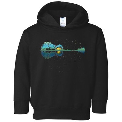 Guitar Lake Reflections Night Sky And Moon Guitar Toddler Hoodie