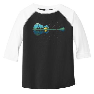 Guitar Lake Reflections Night Sky And Moon Guitar Toddler Fine Jersey T-Shirt