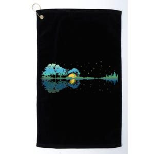 Guitar Lake Reflections Night Sky And Moon Guitar Platinum Collection Golf Towel