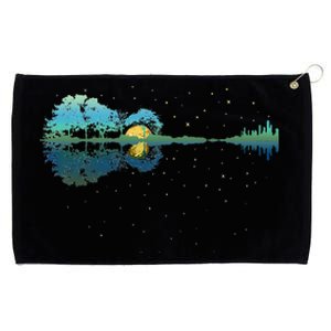 Guitar Lake Reflections Night Sky And Moon Guitar Grommeted Golf Towel