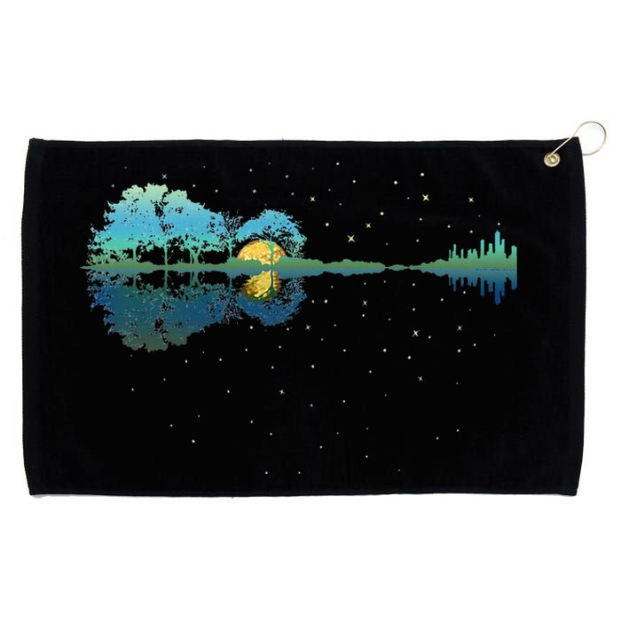 Guitar Lake Reflections Night Sky And Moon Guitar Grommeted Golf Towel