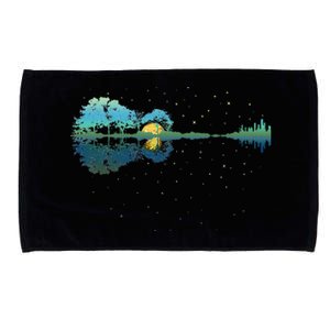 Guitar Lake Reflections Night Sky And Moon Guitar Microfiber Hand Towel